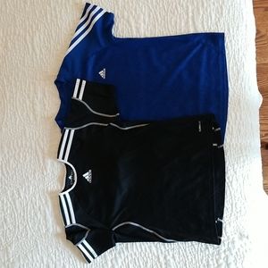 Two boys Adidas short sleeve sports shirts